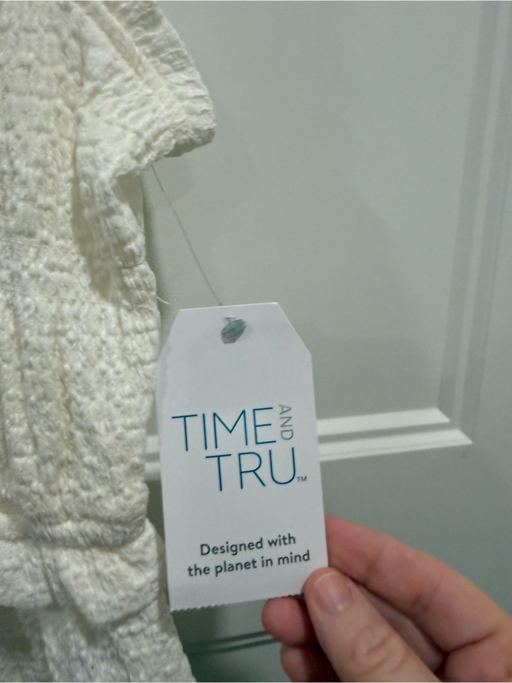 Time and Tru Cream Ruffle Tie-Front Peplum Camisole - Picture 5 of 7